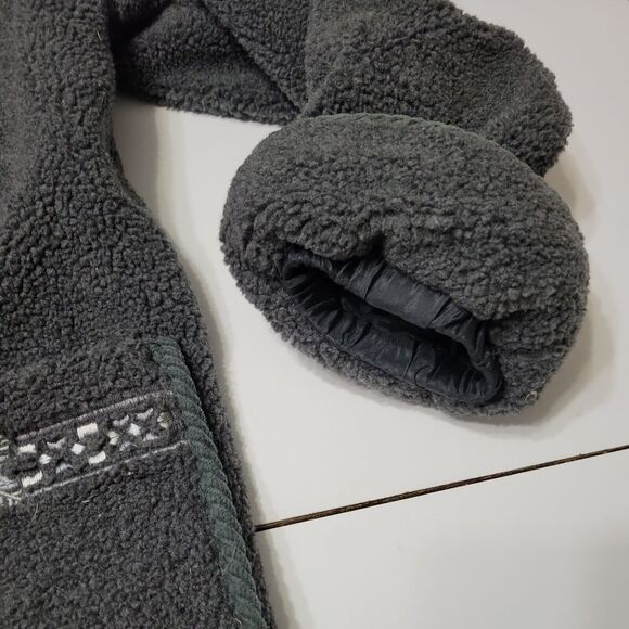 Outbrook Coat Women M Fleece Jacket Grey long Sleeve Button Patch Pockets Collar - Picture 4 of 14